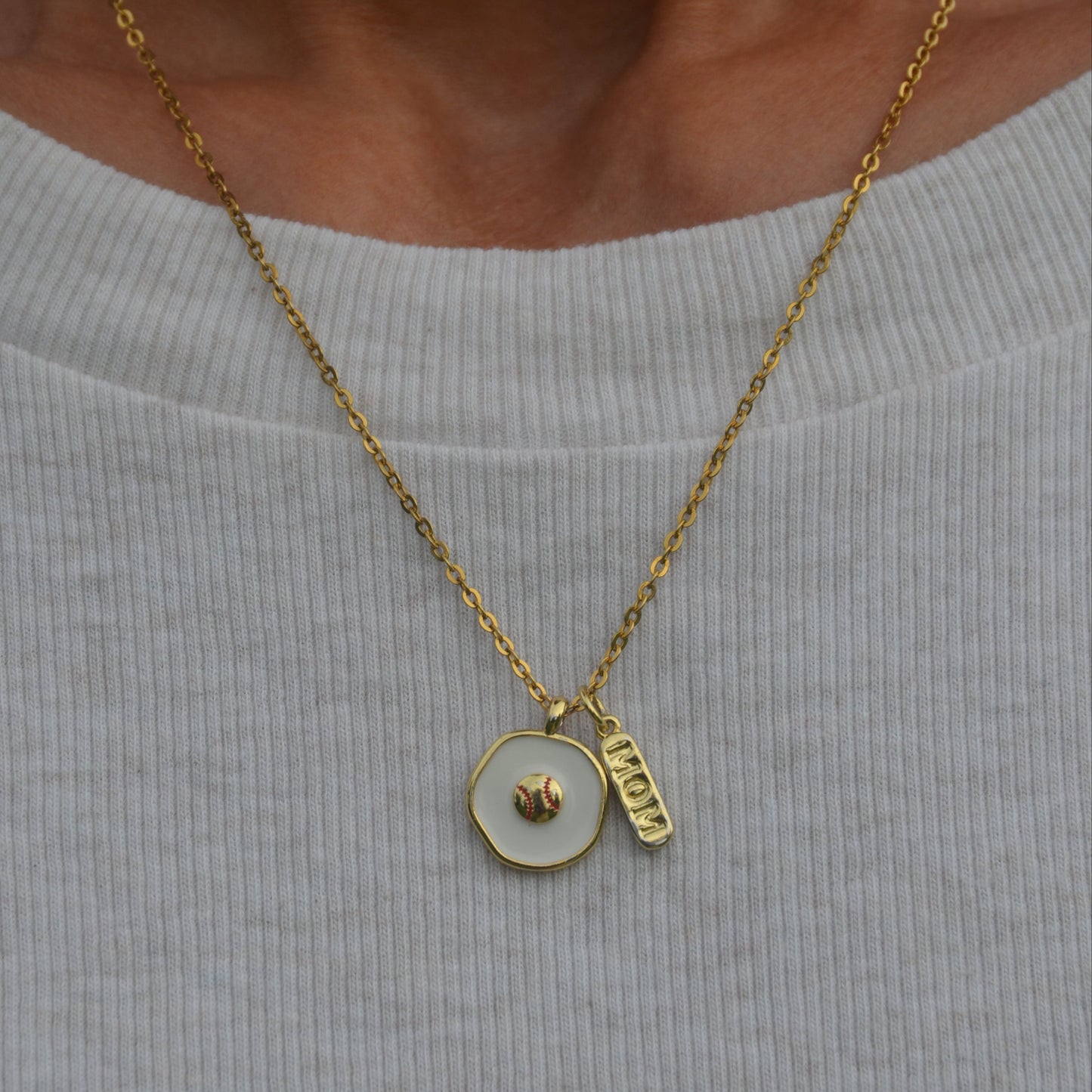 Baseball MOM Charm Necklace