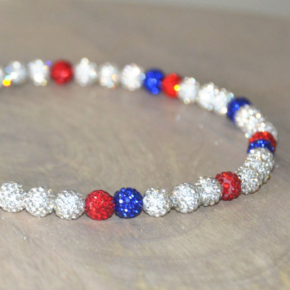 Red, white, blue all blinged out necklace