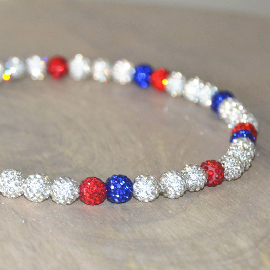 Red, white, blue all blinged out necklace