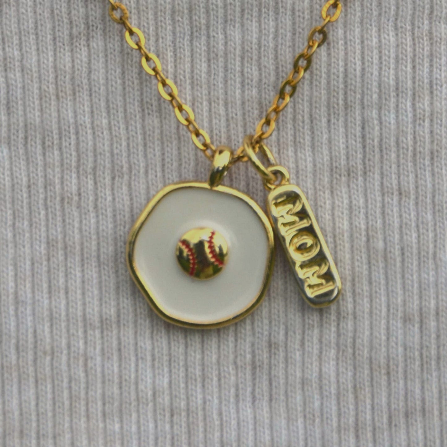 Baseball MOM Charm Necklace