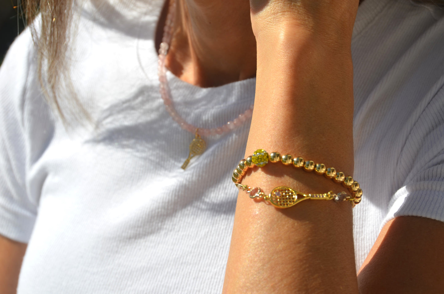 Pull-Tie Tennis Racket Bracelet